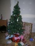 Our pitiful Christmas Tree that keeps losing its ornaments